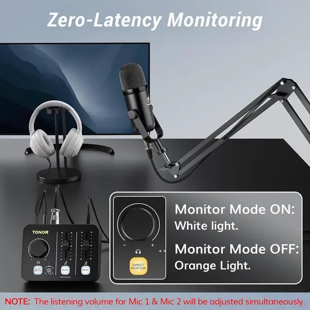 Alt view image 5 of 7 - Podcast Equipment Bundle for 2, Audio Mixer with 2 Dynamic Microphone and 2 Boom Arm Set, XLR Mic with Studio Audio Interface, All-in-One Pack for Podcasting, Recording, Youtube, Tiktok, POD-2