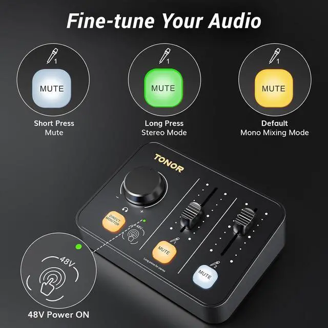 Alt view image 6 of 7 - Podcast Equipment Bundle for 2, Audio Mixer with 2 Dynamic Microphone and 2 Boom Arm Set, XLR Mic with Studio Audio Interface, All-in-One Pack for Podcasting, Recording, Youtube, Tiktok, POD-2