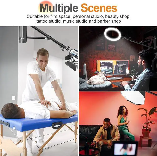 Alt view image 5 of 6 - Ring Light Wall Mount - 70.8in/180cm,  Wall Mount Triangle Boom Arm Support 180° Flexible Rotation, Adjustable Right Light Mount for Photography, Umbrella, Monolight, Strobe Light, Softbox