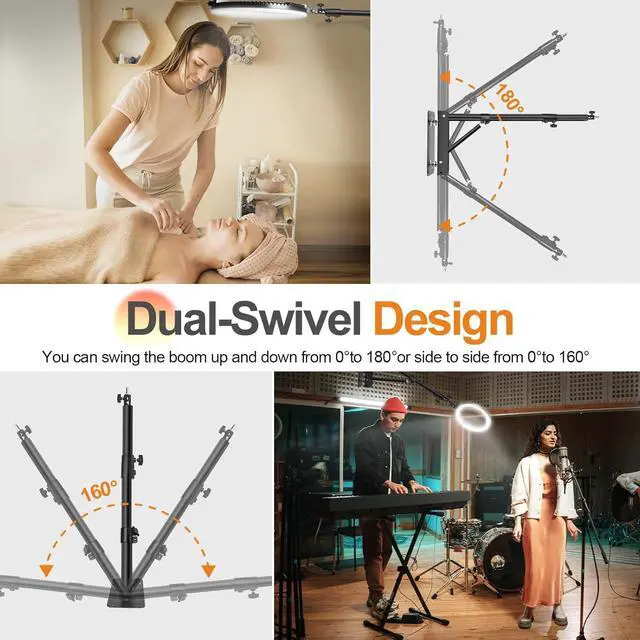 Alt view image 3 of 6 - Ring Light Wall Mount - 70.8in/180cm,  Wall Mount Triangle Boom Arm Support 180° Flexible Rotation, Adjustable Right Light Mount for Photography, Umbrella, Monolight, Strobe Light, Softbox