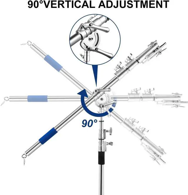 Alt view image 5 of 7 - Prefessional Extension Boom Arm Bar with Work Platform for Photography C Stand and Light Stand,Pro Heavy Duty Crossbar Holding Arm for Softbox,Studio Strobe,Monolight,LED Video Light,Reflector