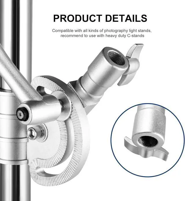 Alt view image 7 of 7 - Prefessional Extension Boom Arm Bar with Work Platform for Photography C Stand and Light Stand,Pro Heavy Duty Crossbar Holding Arm for Softbox,Studio Strobe,Monolight,LED Video Light,Reflector