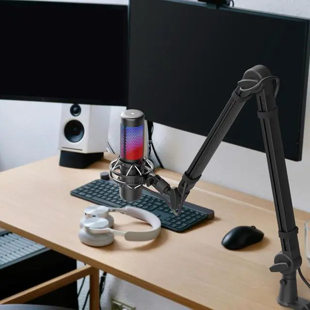 Alt view image 3 of 7 - Mic Arm, Premium Microphone Boom Arm with Cable Management, 360°Rotatable Boom Arm, Mic Boom Arm for Streaming, Gaming, Podcasts, Home Office, Recording