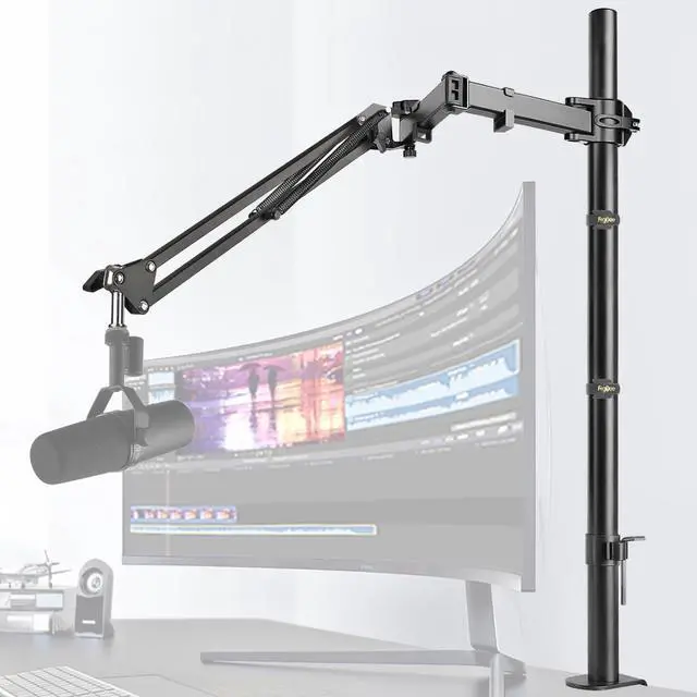 Main image of Mic Boom Arm, Adjustable Height Overhead Microphone Stand with Heightened Extension Riser for Shure SM7B Blue Yeti HyperX QuadCast S and other Mic