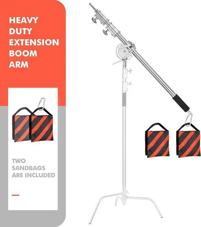Alt view image 2 of 7 - Pro Heavy Duty Extension Boom Arm Bar for Photography C Stand and Light Stand,Adjustable 42-97inch Crossbar Holding Arm with Sand Bag for Softbox,Strobe,Monolight,LED Video Light,Reflector ect.