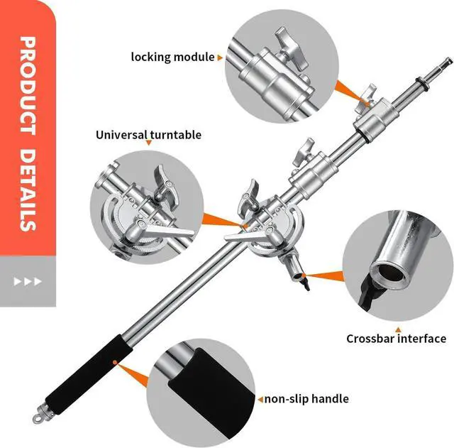 Alt view image 4 of 7 - Pro Heavy Duty Extension Boom Arm Bar for Photography C Stand and Light Stand,Adjustable 42-97inch Crossbar Holding Arm with Sand Bag for Softbox,Strobe,Monolight,LED Video Light,Reflector ect.