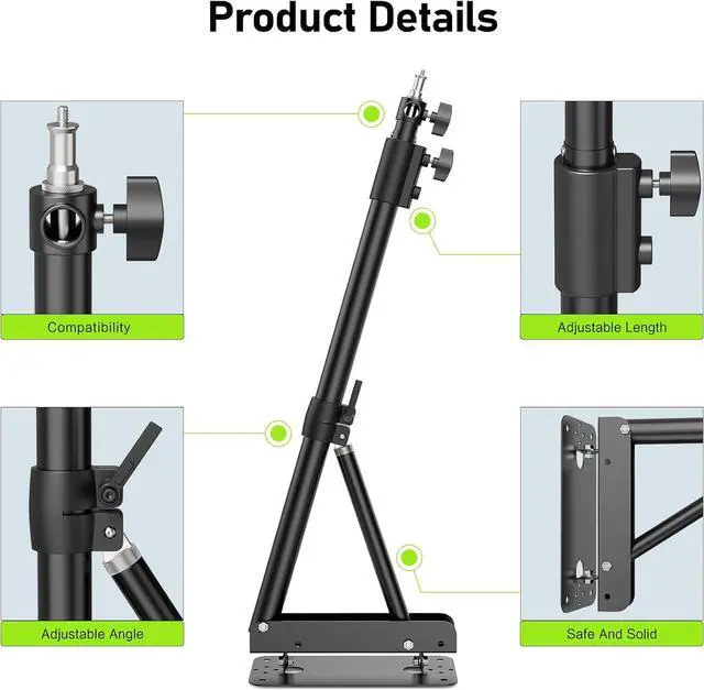 Alt view image 3 of 7 - Ring Light Mount - Wall Mount Triangle Boom Arm 4.3ft/130cm Wall Stand Tirpod Support 180°Flexible Rotation for Studio Video Light, Monolight, Photography, Softbox, Reflector (4.3Ft)