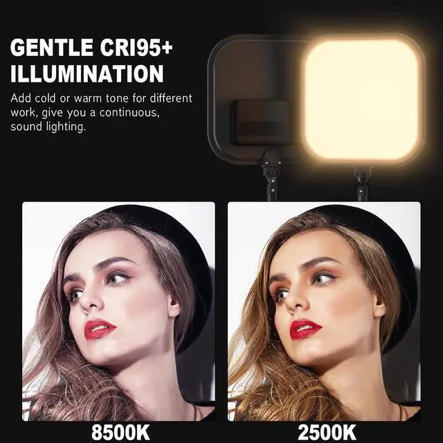 Alt view image 3 of 7 - 2Pack LED Video Light Kit,  15W Photography Lighting Kit, 78" Dimmable Studio Lights with Tripod, 2500-8500K Stream Light for Video Recording, Game Streaming, Photography, Tiktok, YouTube