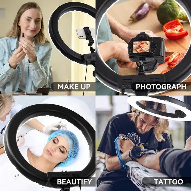 Alt view image 7 of 7 - Ring Light Kit 18 "/ 45cm 55W 5500k dimmable LED Light, 70inch Foldable Stand, Phone Clip, Short Video, Studio Video Photography Lighting, Spot LightsSelfie and Live Streaming Available