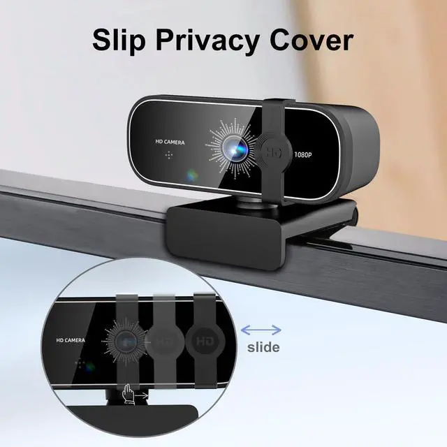 Alt view image 4 of 5 - C28 1080P Webcam with Privacy Cover and Tripod Stand, PC Camera with Noise-Cancelling Mic, Auto Light Correction, Plug and Play, Web Camera for Streaming, Zoom/Facetime