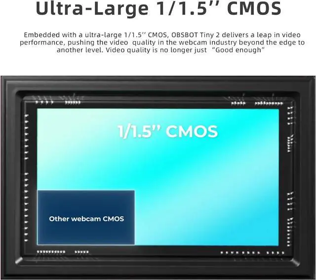 Alt view image 2 of 7 - Tiny 2 AI-Powered PTZ 4K Webcam 1/1.5" CMOS 4X Faster Focusing USB 3.0 10x Faster Data Transmission Voice Control, W Tiny Smart Remote 2