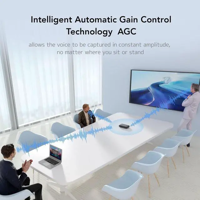 Alt view image 7 of 7 - A15 Conference Speaker and Microphone, Portable Bluetooth Wireless Speakerphone, 360° Noise Cancelling Voice Pickup, Daisy Chian for Calls/Computer/PC/Laptop via Bluetooth/Dongle/USB-A/C Grey