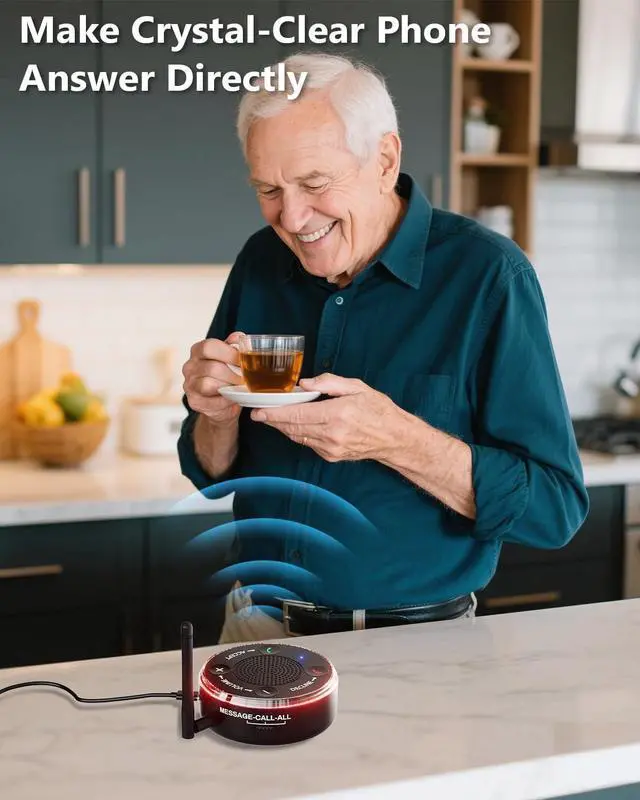 Alt view image 2 of 6 - Loud Cell Phone Ringer Amplifier for Seniors & Hearing Impaired, 116dB External Ringer for Cell Phone with Dual Alert, Bluetooth 5.3 Speakerphone Dedicated Answer/End Call, 95ft Coverage