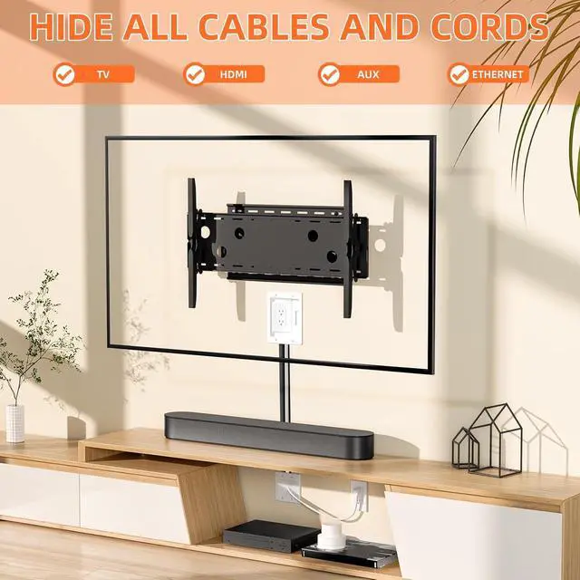 Alt view image 2 of 7 - in Wall Cable Concealer Kit with Brush Wall Plate,Recessed Outlet Box,9ft Cord,2 Gang Pass Through Wire Hider for TV Cable Management,HDMI Cables and Home Theater Systems