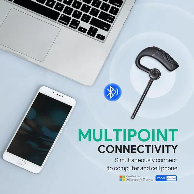Alt view image 3 of 7 - Bluetooth Headset BH71 Lite,Wireless Bluetooth Earpiece for Cell PhoneSingle Ear Headset with Noise Canceling Mic for Office/Driving/Business,10Hrs Talktime,Mute