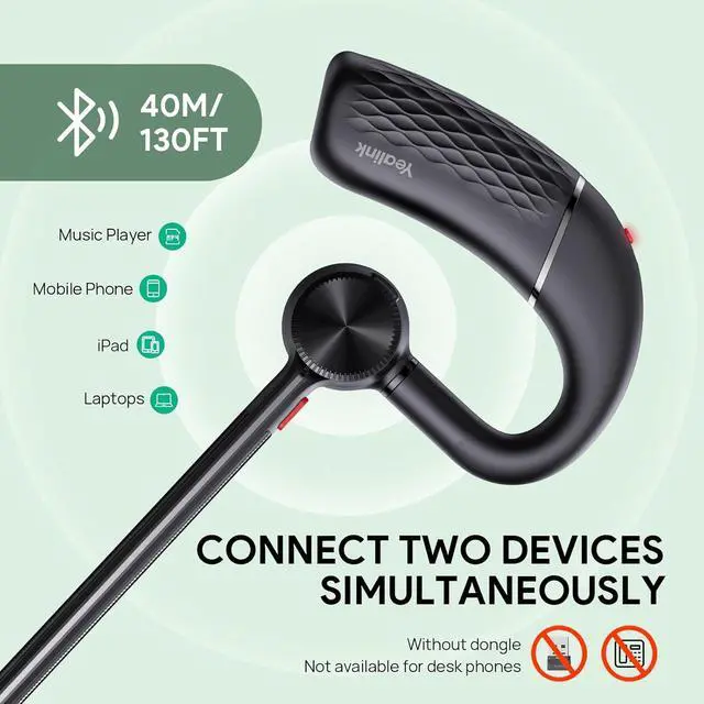 Alt view image 4 of 7 - Bluetooth Headset BH71 Lite,Wireless Bluetooth Earpiece for Cell PhoneSingle Ear Headset with Noise Canceling Mic for Office/Driving/Business,10Hrs Talktime,Mute