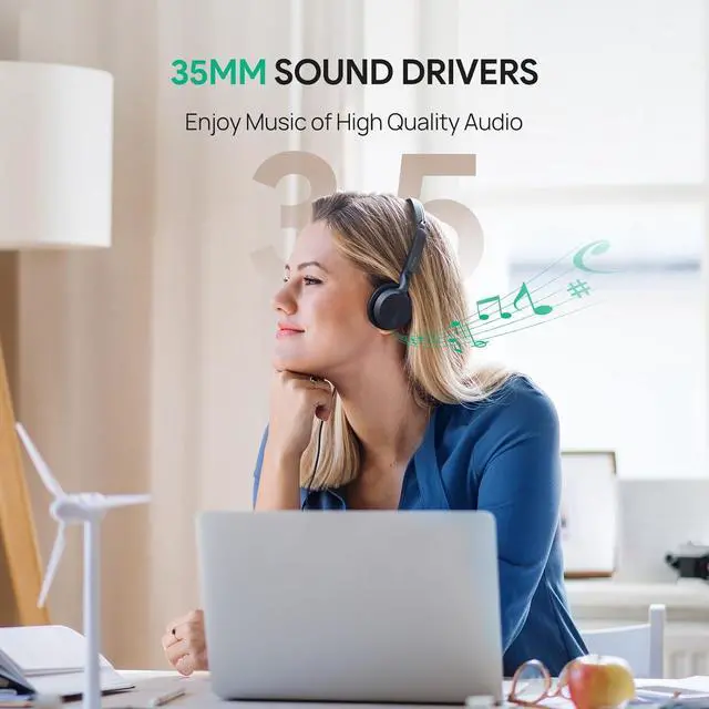 Alt view image 4 of 7 - UH42 USB-A Headset with Microphone for PC Computer, Wired Headset Teams Certified, Noise Cancelling Mic, in Line Control, Mute Button, Cable Length 7.05FT, All Day Comfort