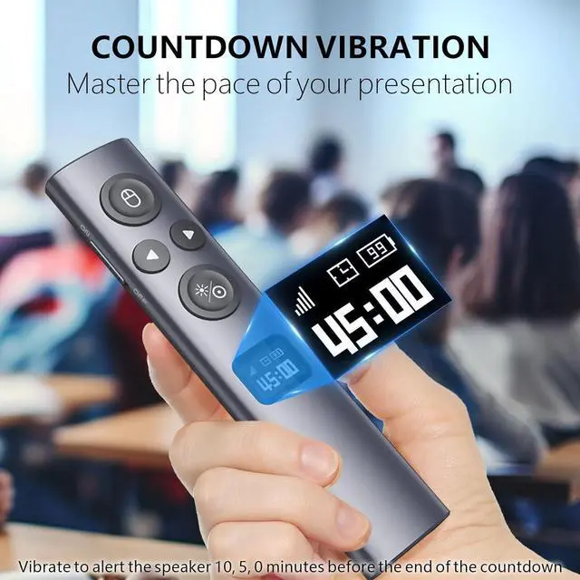 Alt view image 4 of 7 - N95s BLE Presentation Clicker with Digital Pointer for PowerPoint Presentation on TV Screen and Projection Screen, Wireless Presenter Remote with Countdown Timer (Green Light-USB-AC)