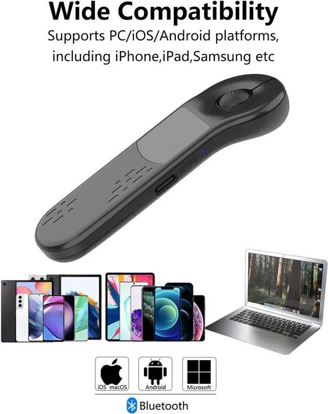 Alt view image 7 of 7 - Air Mouse Bluetooth Rechargeable Presenter with Touchpad, Remote Control for PowerPoint/Keynote/TikTok/Camera/Kindle App, Applicable for PC/iOS/Android (Black)