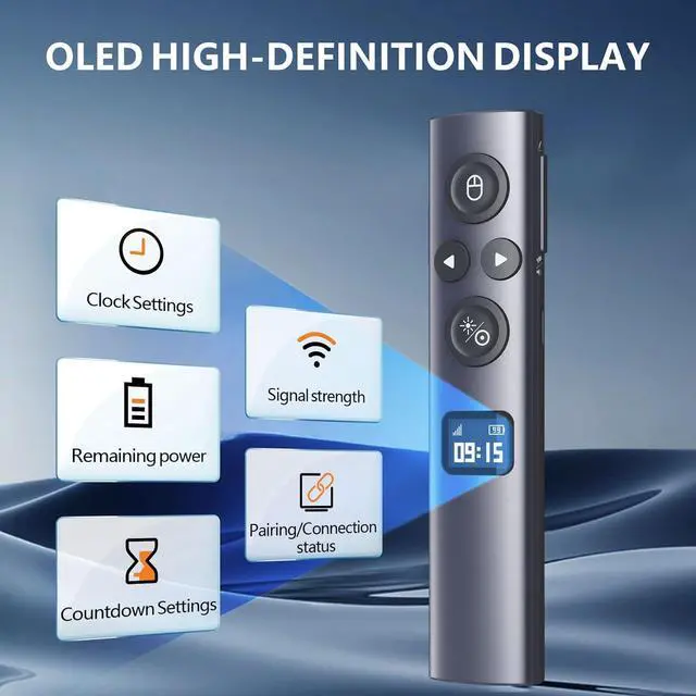 Alt view image 3 of 7 - N95s BLE Presentation Clicker with Digital Pointer for PowerPoint Presentation on TV Screen and Projection Screen, Wireless Presenter Remote with Countdown Timer (Green Light-USB-AC)