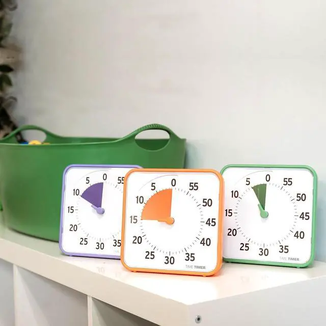 Alt view image 2 of 5 - 8 Inch Learning Center Classroom Set  60 Minute Visual Timer for Kids with Dry Erase Activity Cards for Kids Classroom, Learning Centers and Teachers Desk Clock, Secondary (3-Pack)