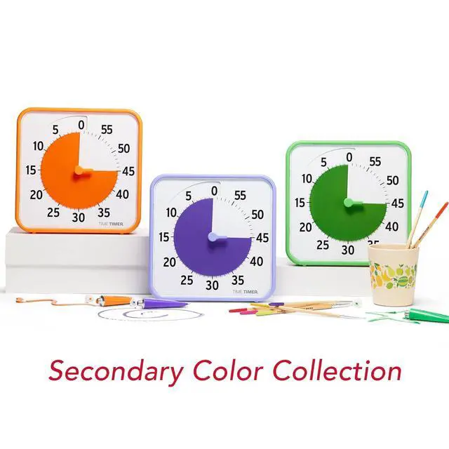 Alt view image 3 of 5 - 8 Inch Learning Center Classroom Set  60 Minute Visual Timer for Kids with Dry Erase Activity Cards for Kids Classroom, Learning Centers and Teachers Desk Clock, Secondary (3-Pack)