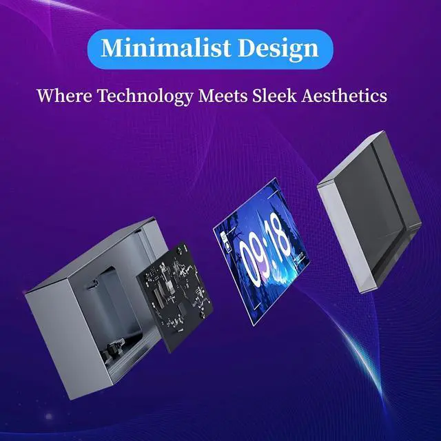 Alt view image 6 of 7 - 6.2" Smart Quantum Nixie Digital Clock with App Control - Support Wi-Fi Time/Weather Sync, Titanium Digital Photo Frame, Vintage Alarm Clock, Cyberpunk Pixel Art for Gaming Room/Home Decor