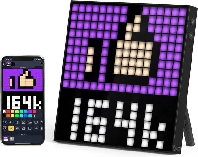 Main image of Pixoo 16 - Pixel Art Digital Clock with APP Control & WiFi Connects, 16x16 Pixel LED Large Display Smart Clock with Date, Event Reminder, Message Board for Home, Office, Bedrooms