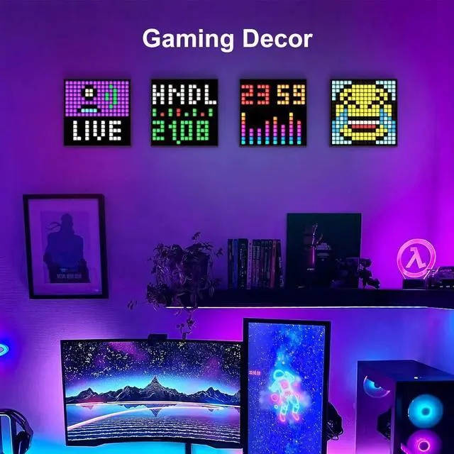 Alt view image 2 of 7 - Pixoo 16 - Pixel Art Digital Clock with APP Control & WiFi Connects, 16x16 Pixel LED Large Display Smart Clock with Date, Event Reminder, Message Board for Home, Office, Bedrooms