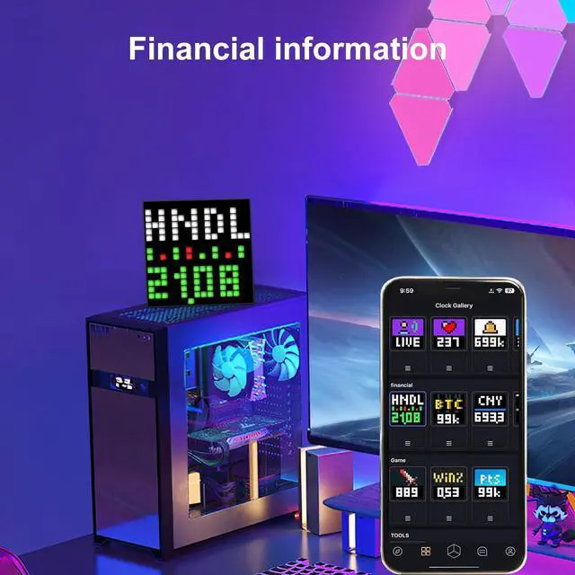 Alt view image 5 of 7 - Pixoo 16 - Pixel Art Digital Clock with APP Control & WiFi Connects, 16x16 Pixel LED Large Display Smart Clock with Date, Event Reminder, Message Board for Home, Office, Bedrooms