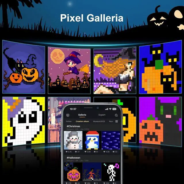 Alt view image 6 of 7 - Pixoo 16 - Pixel Art Digital Clock with APP Control & WiFi Connects, 16x16 Pixel LED Large Display Smart Clock with Date, Event Reminder, Message Board for Home, Office, Bedrooms