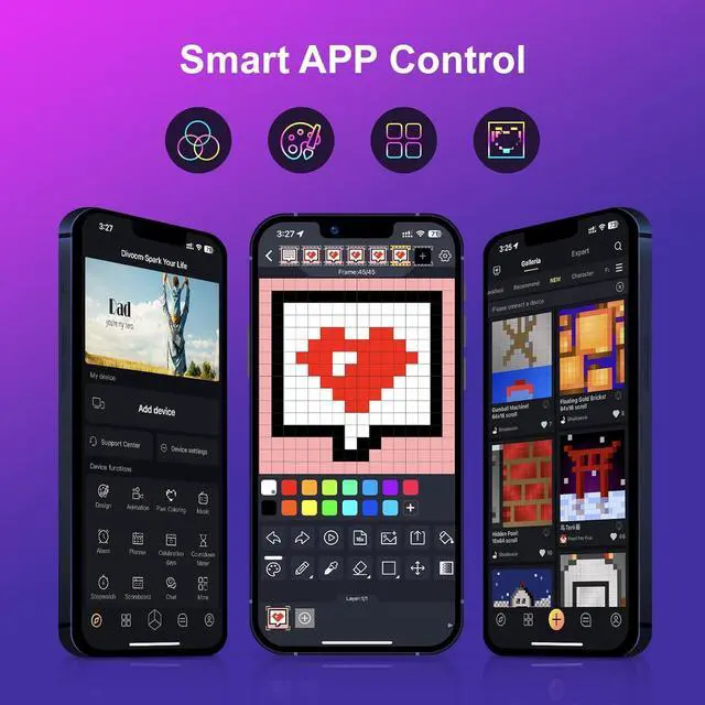 Alt view image 7 of 7 - Pixoo 16 - Pixel Art Digital Clock with APP Control & WiFi Connects, 16x16 Pixel LED Large Display Smart Clock with Date, Event Reminder, Message Board for Home, Office, Bedrooms