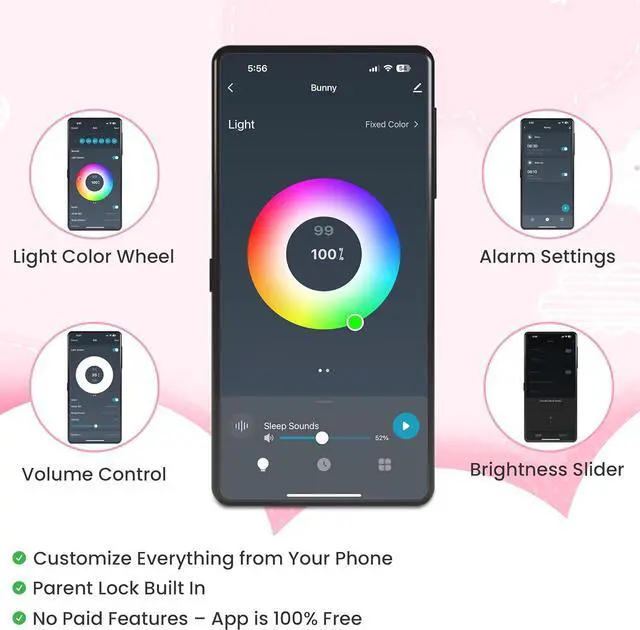 Alt view image 3 of 7 - Go & Glow Bunny App Control Kids Alarm Clock  Digital Sleep Trainer with USB-C Corded, 8 Night Light Colors, 6 Soothing Sounds, 12/24H Routine Trainer, Gift for Boys & Girls