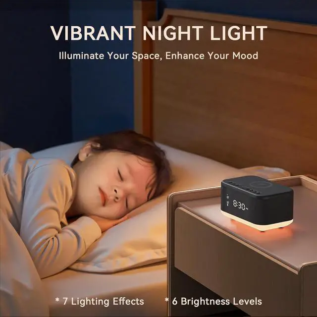 Alt view image 7 of 7 - Wireless Charging Alarm Clock Bedroom, Loud Digital Alarm Clocks Bedrooms, Alarm Clock Night Light Speaker 8W Snooze Dual Alarm 12/24H Adjustable Brightness Dimmer Bluetooth, Black