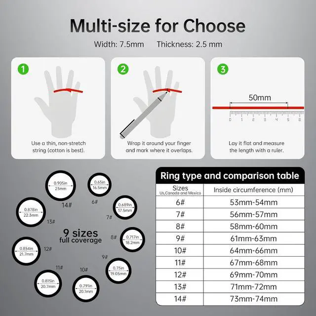 Alt view image 6 of 7 - Smart Ring with Call/Clock/Events Alerts, No APP Subscription, Body Temp/Heart Rate/Women's Health Tracker, 5ATM Waterproof Fitness Ring for Android & iOS (Silver,9#)