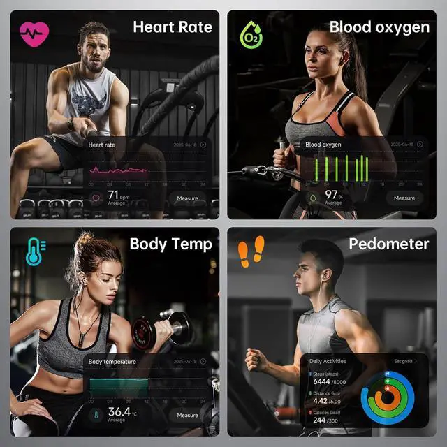 Alt view image 7 of 7 - Smart Ring with Call/Clock/Events Alerts, No APP Subscription, Body Temp/Heart Rate/Women's Health Tracker, 5ATM Waterproof Fitness Ring for Android & iOS (Silver,9#)