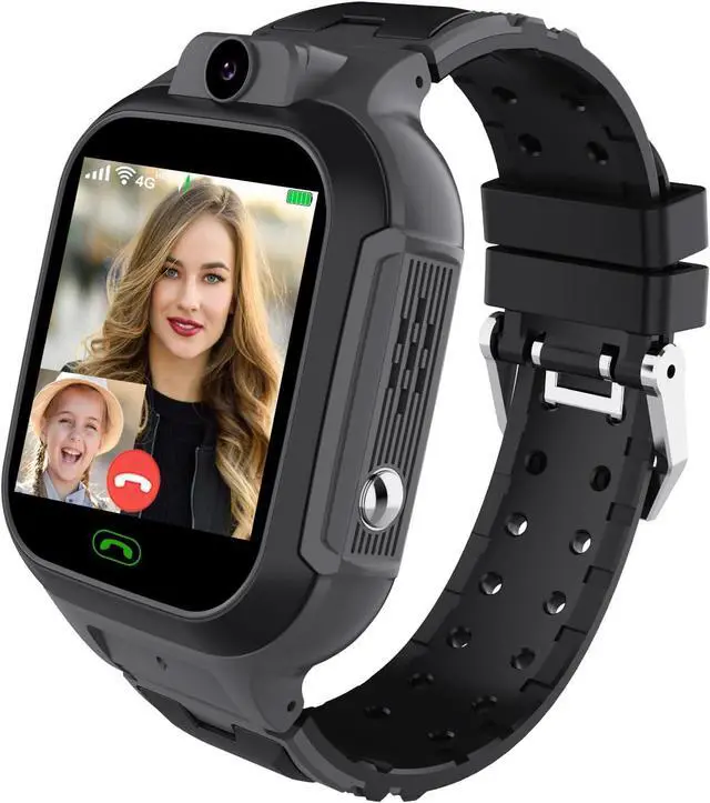 Main image of 4G Kids Smart Watch GPS Tracker - Smartwatch with Two Way Call Video Calling Voice Chat SOS Class Mode Stopwatch Pedometer Games Wi-Fi Touch Screen Alarm Clock Smartwatches for Boys Girl (Black)