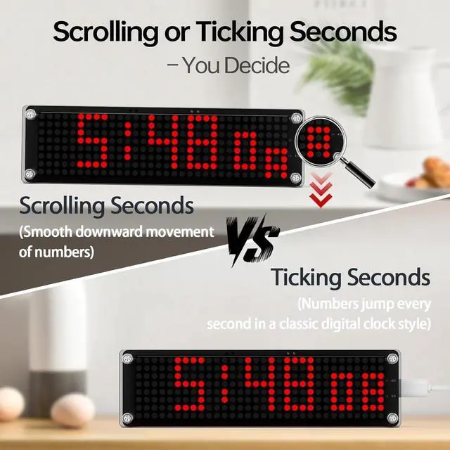 Alt view image 3 of 7 - 10 Inch Large Display Digital Clock with WiFi NTP Sync,Smart Clock with Adjustable Brightness & Auto Dimming, Easy Setup, Clear from a Distance,LED Matrix Desk Clock for Geeks,Seniors