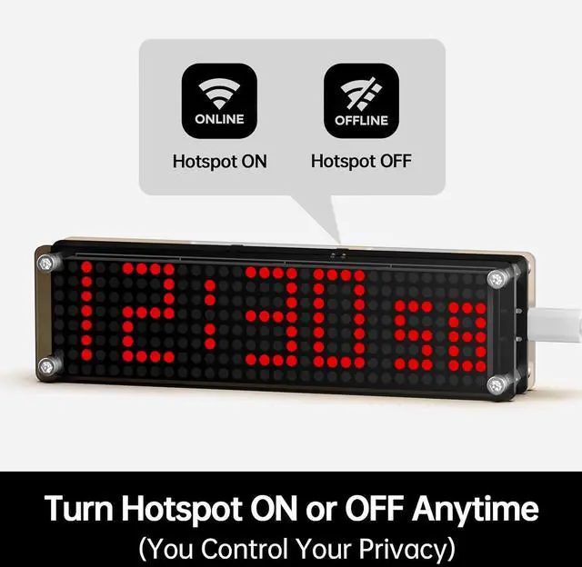 Alt view image 6 of 7 - 10 Inch Large Display Digital Clock with WiFi NTP Sync,Smart Clock with Adjustable Brightness & Auto Dimming, Easy Setup, Clear from a Distance,LED Matrix Desk Clock for Geeks,Seniors