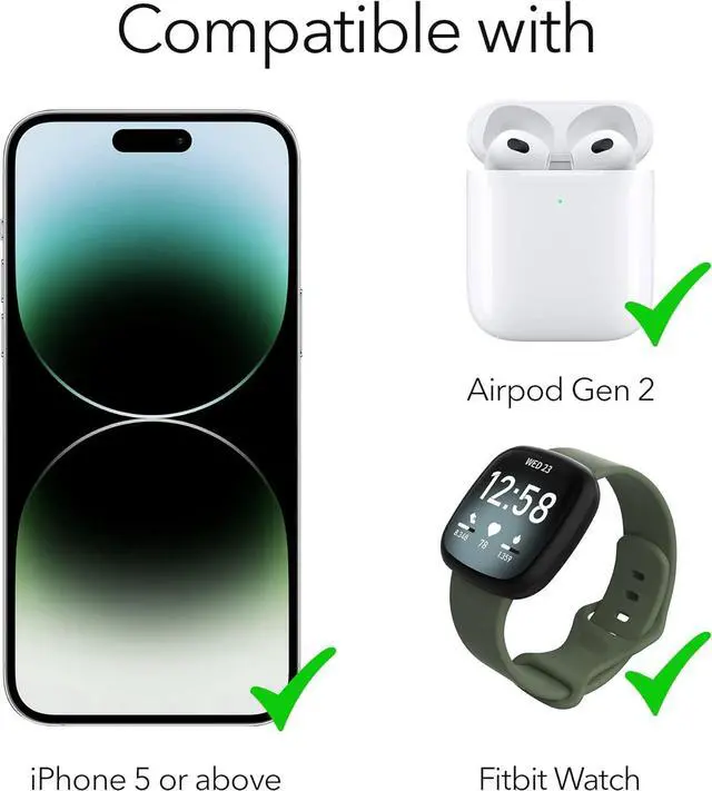 Alt view image 5 of 6 - Wireless Charger, 3-in-1 Charging Station for iPhone, Airpods and Fitbit, Charger Stand for Multiple Apple Devices, not Compatible with Pixel Watch & Pixel Watch 2 (Black)