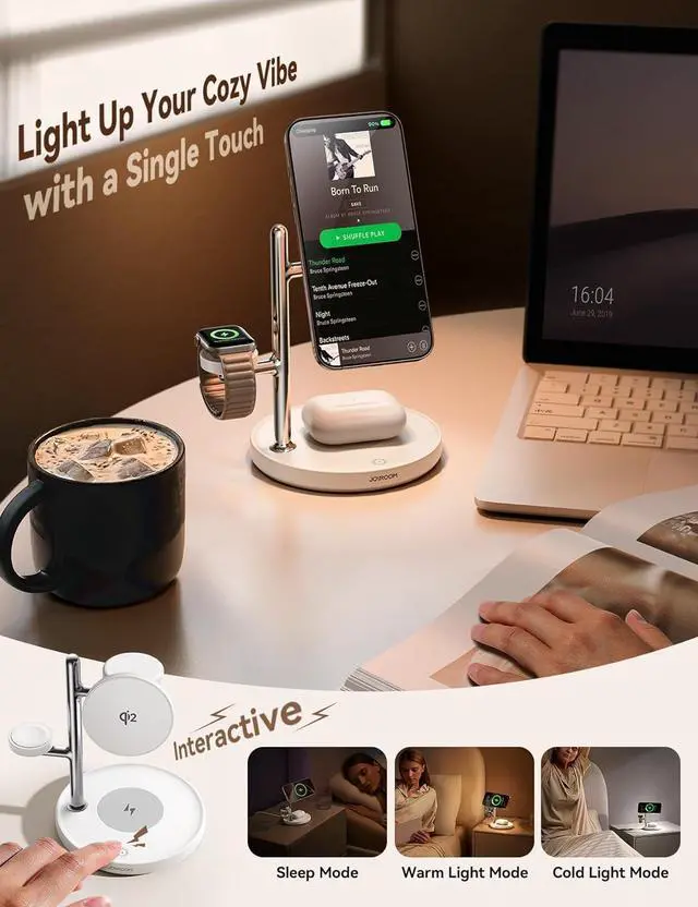 Alt view image 4 of 7 - 15W MagSafe for , Fast Qi2 Certified 4-in-1 MagSafe Charging Station for Apple, Wireless Charger for iPhone 16/15/14/13/12 Pro Max Series, iWatch, AirPods 4/3/2/Pro(Cable& 30W Adapter Included)