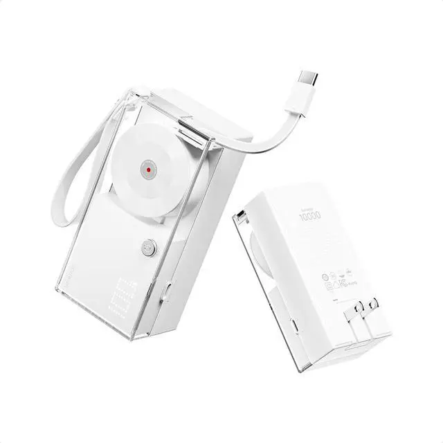 Main image of 3 in 1 Portable Charger Power Bank 10000mAh with Built-in Retractable Cables and Foldable Wall Plug, 30W Max Travel Essentials Battery Pack Fast Charging Powerbank for iPhone 16 15 14 Pixel