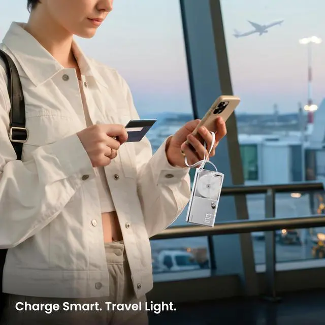 Alt view image 6 of 7 - 3 in 1 Portable Charger Power Bank 10000mAh with Built-in Retractable Cables and Foldable Wall Plug, 30W Max Travel Essentials Battery Pack Fast Charging Powerbank for iPhone 16 15 14 Pixel