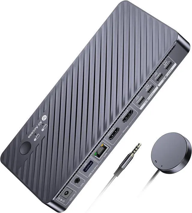 Main image of AV Access Docking Station KVM Switch 2 Monitors 2 Laptops, 4K KVM Switch Dual HDMI Monitor, 100W PD for Each PC, 1G Ethernet, EDID Emulation, Ideal for Home Office & Gaming