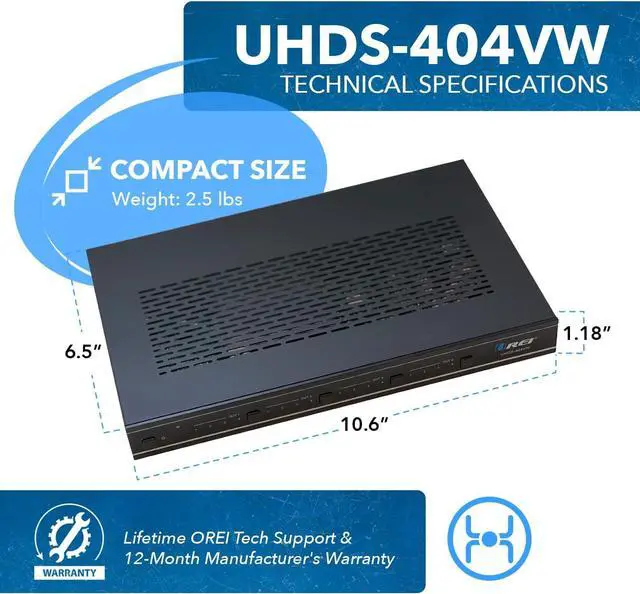 Alt view image 5 of 7 - 4K 4x4 Seamless HDMI Matrix Switch Video Wall Controller Upto 4K@60hz 4:4:4 8-bit - HDMI 2.0, HDCP 2.2, 18 Gbps, UltaHD 2x2, 1x4, 1x2, 4x1-180 Degree Rotate - Remote Control (UHDS-404VW)