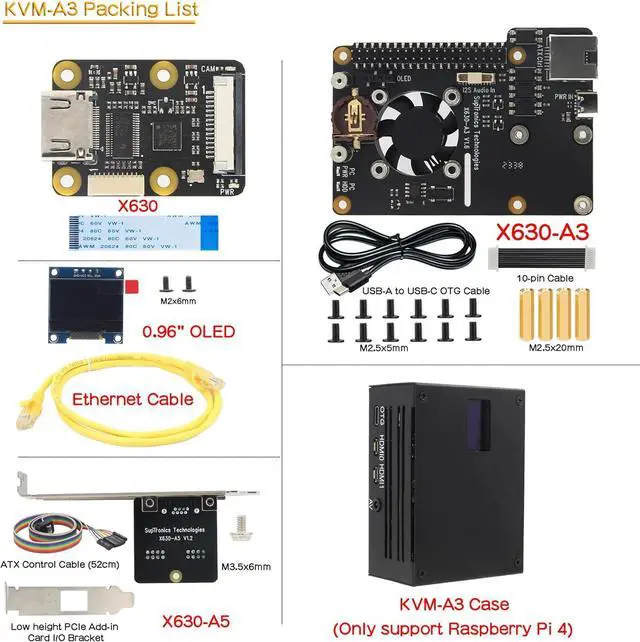 Alt view image 7 of 7 - KVM-A3 Kit for Raspberry Pi 4 Open Source KVM Over IP Compatible with KVM V3 Platform Only (Unassembled and Not Include Raspberry Pi 4/SD Card/Power Adapter)