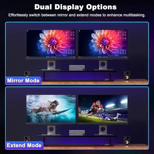 Alt view image 5 of 7 - 8K@60Hz DisplayPort KVM Switch Dual Monitor for 4 Computers | 4K@144Hz DP 1.4 w/DSC | USB 3.0 Hub & Hotkey Switching | 1.5m Remote Controller