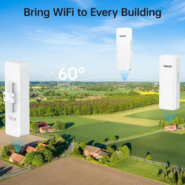 Alt view image 4 of 7 - Dual-Band Wireless Bridge Router Kit | 2.4G 5.8G WiFi Bridge | 5KM Point to Point Wireless Bridge Outdoor Network Starlink Extender for Barn/Shop | IP65 Weatherproof | Plug & Play