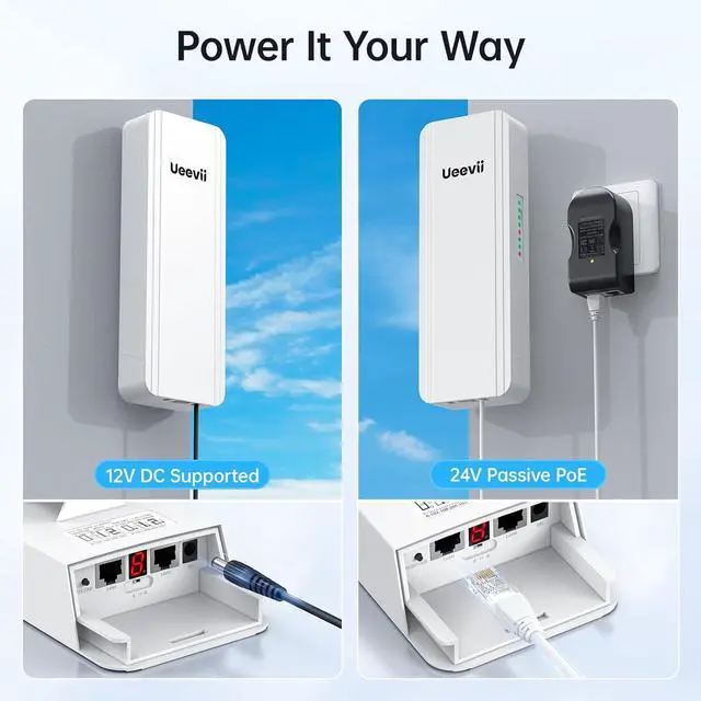 Alt view image 7 of 7 - Dual-Band Wireless Bridge Router Kit | 2.4G 5.8G WiFi Bridge | 5KM Point to Point Wireless Bridge Outdoor Network Starlink Extender for Barn/Shop | IP65 Weatherproof | Plug & Play