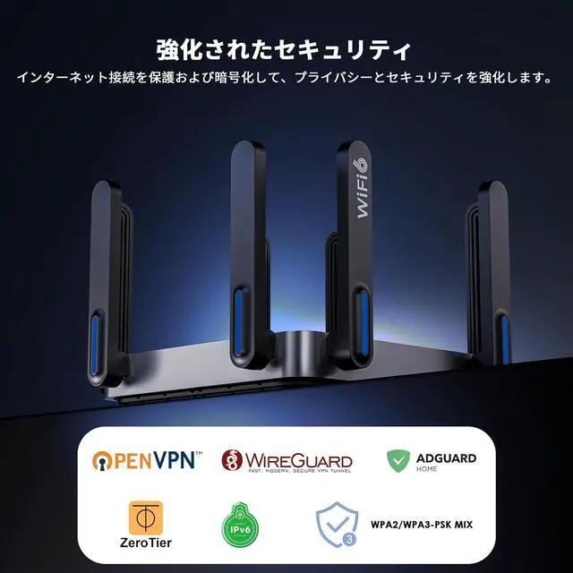 Alt view image 7 of 7 - AX6000 Dual-Band WiFi 6 Router - 2.5G Multi-Gig Ports, 6000Mbps WiFi Speeds, Quad-core CPU, WPA3 & VPN Security for Home/Office